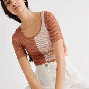 Free People Intimately Two-Tone Ribbed Crop Top – NWT